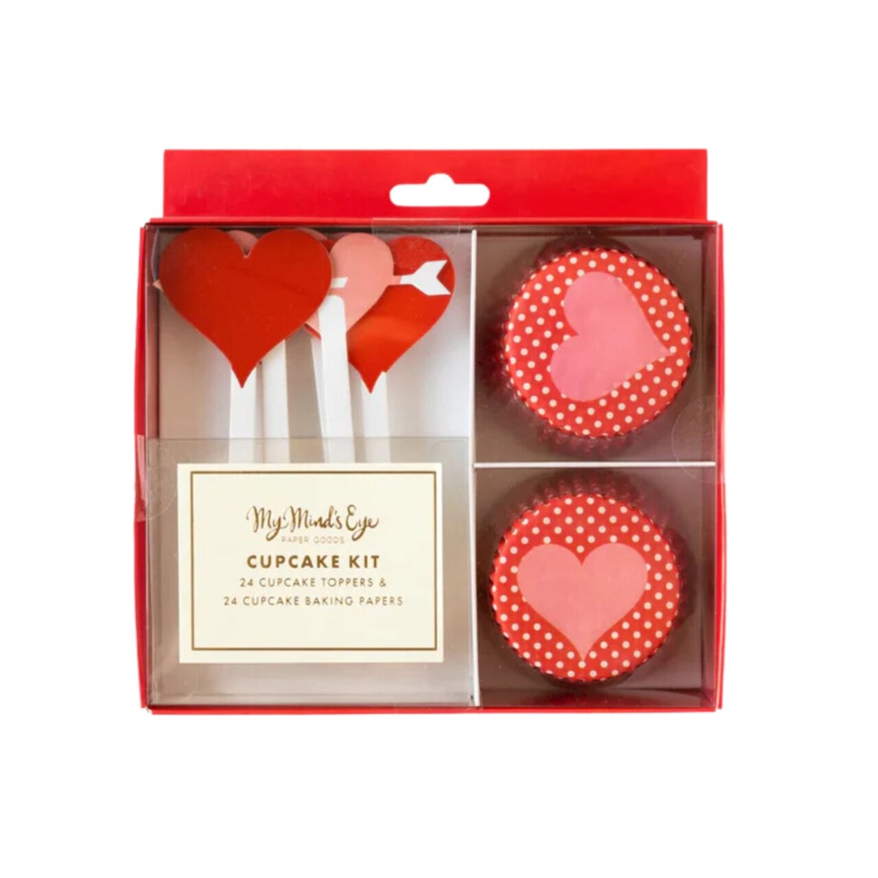 Valentine’s Hearts & Arrows Cupcake Kit – 24 Toppers & Polka Dot Liners for Festive Baking & Party Fun
